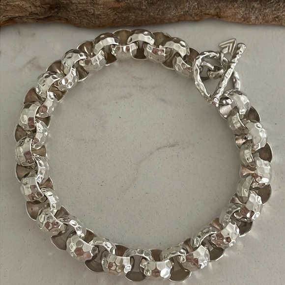 Silpada Hammered Sterling Silver Rolo Link Bracelet B1610 - Picture 4 of 11